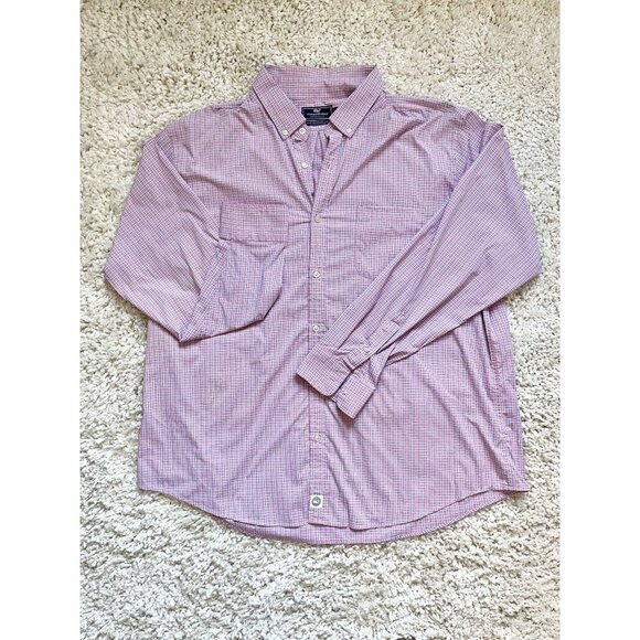 Vineyard Vines Performance Slim Fit Murray Shirt Pink Plaid Button-Down XL - Picture 1 of 6